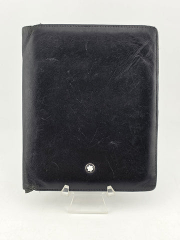 Vintage Montblanc Black Leather Bifold Wallet 14 Cc Slots. Made in Italy Snowcap