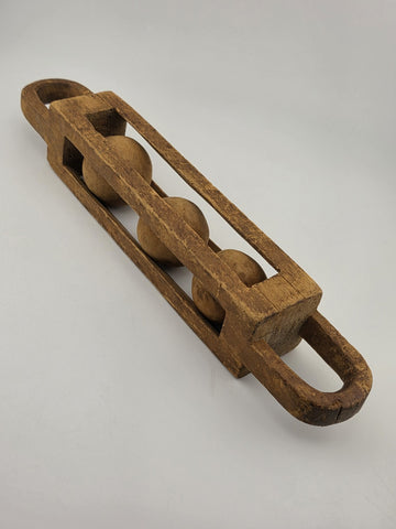 Rare Antique 19th C Folk Art Petite Handcarved Whimsy Ball in Cage Sculptures