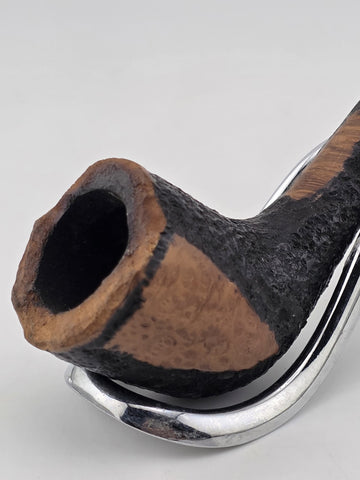 Vintage Danish Freehand Briar Pipe PANEL Rusticated Plateau Rim Lucite Stem