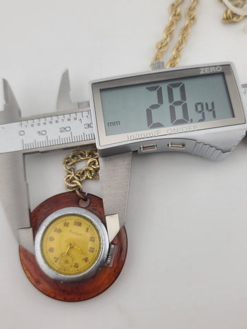 Antique Walker Swiss 43mm Pendant Watch Tortoiseshell Bakelite Necklace 7j. Runs