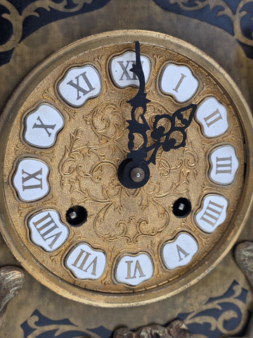 Private: Rare Antique French Rococo Mantel Clock Chinoiserie Inlay Bell Strike.