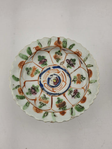 Set Of 3 Chinese 1800's Qing Dynasty Hand Painted Mandarin Rose Porcelain Dishes