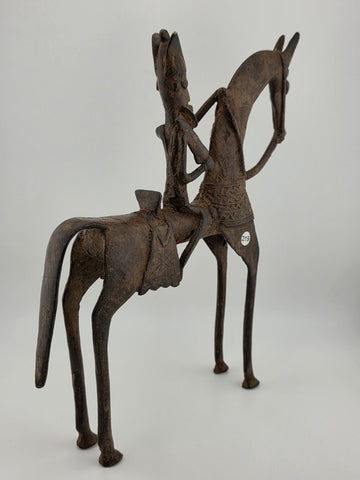 VTG 1940'S AUTHENTIC AFRICAN CAST BRONZE HORSE AND RIDER DOGON MALI WEST AFRICA