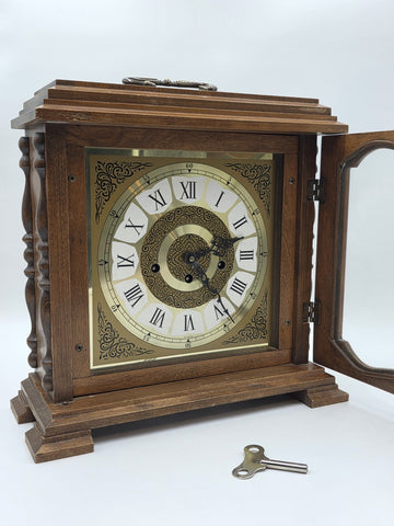 Vtg Franz Hermle 340-020 Mantel Clock W Germany 8-Day Westminster Chime Working.