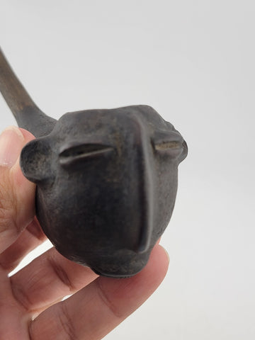 Rare Antique Collectible One Of A Kind African Tribal Clay Pipe W Long Stem.