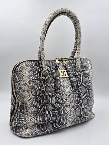 Vtg Escada Genuine Python Skin Leather Satchel Bag Italy Gold Hardware EE Logo