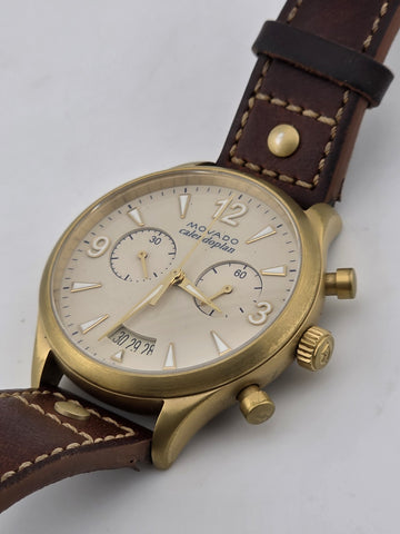 Original Movado Heritage Series Calendoplan Chronograph Watch 03.3.34.6035 Works