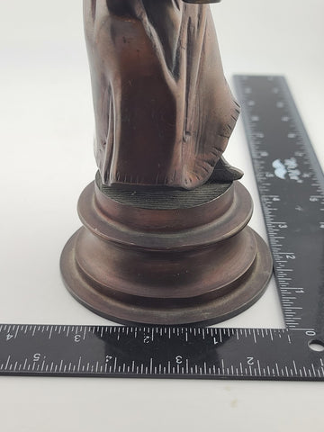 Antique French Bronze Peasant Girl Figurine c.1900 Art Nouveau 8” Statue