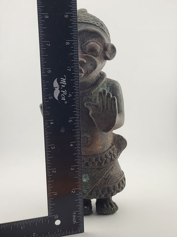 Vintage 1940's African Bronze Figure Rare Benin Style Tribal Bronze Sculpture 9”