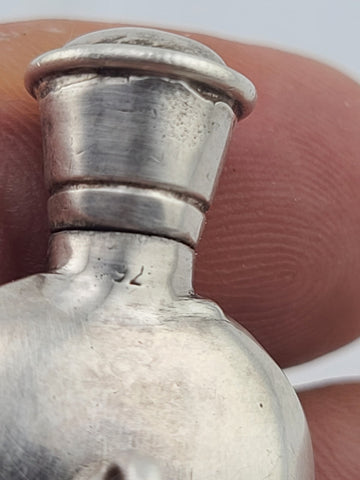 Antique 19thC Sterling Silver Pendant Chatelaine Perfume Scent Bottle W Wisteria