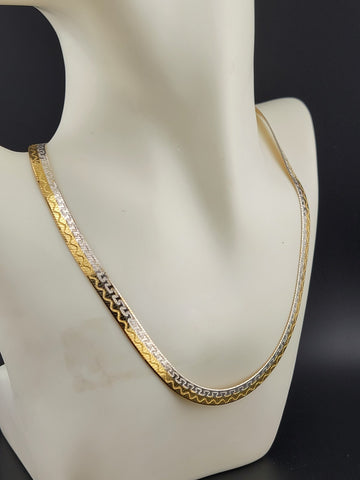 HAN Gold Vermeil over Sterling 925 Silver Italy 30 Inch Necklace. Double Sided.