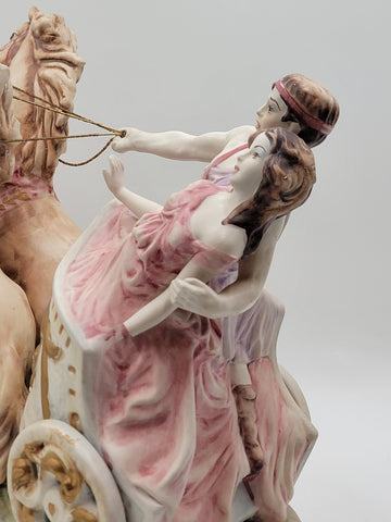 Rare HUGE Antique Ben Hur Porcelain Statue Italy Roman Chariot Racing Horses