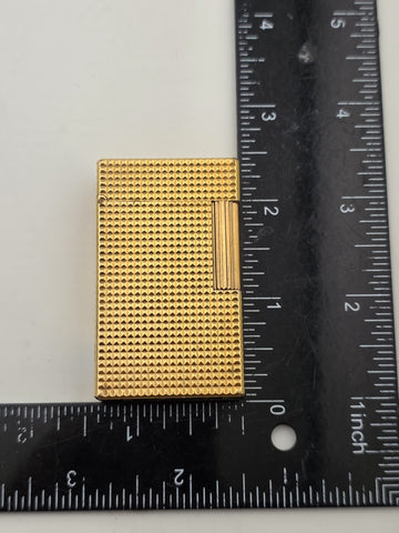 Vtg Authentic St Dupont France Gold Plated Ligne 1 Lighter W 2 Diamond Studs.