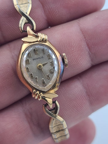Rare Antique Benrus Ladies 10k Gold Filled Duchess Watch C1940. Working.