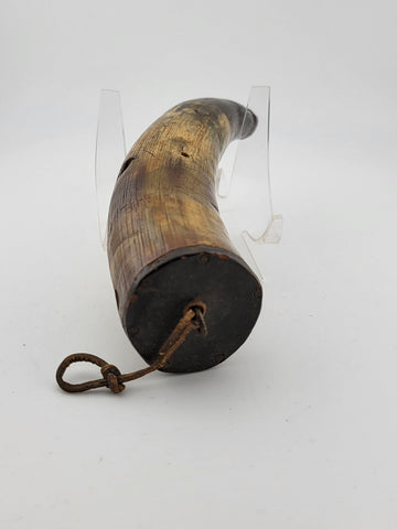 Rare 19th C Antique Civil War Era Black Powder Flask Natural Horn. Great Cond.