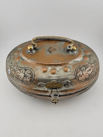 Rare Antique 19th C Ottoman Large Hammam Copper Bath Copper Box W Sultan Seal.