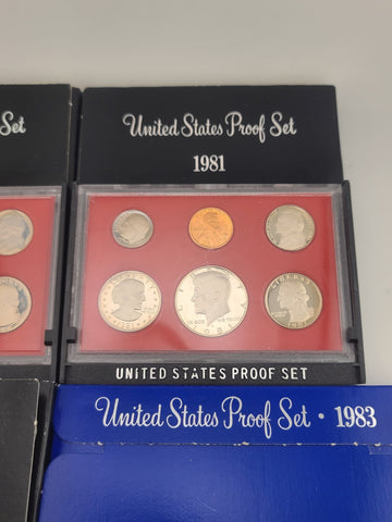 Lot of 4 United States Proof Sets 1980 1981 1982 1983 Original Package Complete