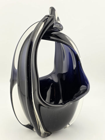 Rare Modern Abstract Murano Art Glass Vase Cobalt Blue Freeform Sculpture.