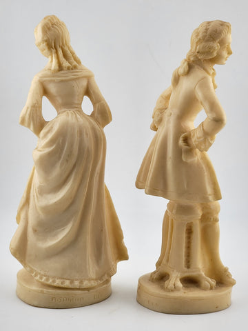 Vintage A. Santini Sculpture Colonial Victorian Man Woman Couple Signed Italy