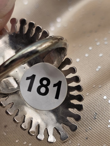 V. S. Johnson Sterling Silver Needlepoint Turquoise Zuni Ladies Ring Size 8 1/4