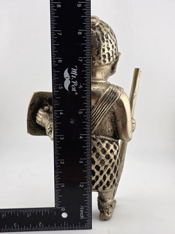 Rare Set Of 3 Monumental 19th C African Benin Oba Warrior Bronze Sculptures