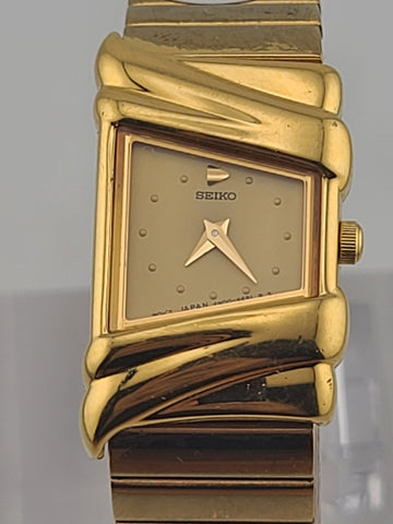 Rare Vintage Seiko Rivoli Trapezoid Asymmetrical Gold Tone Ladies Watch Elegant