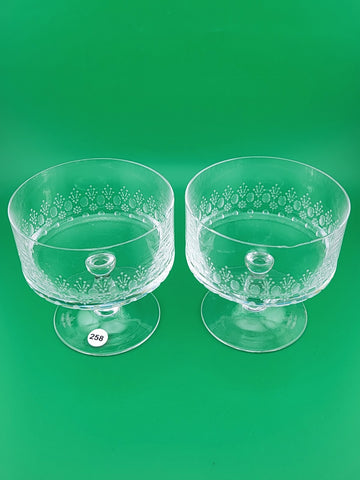 2 Rosenthal Crystal Champagne/ Sherbet glasses, Linie pattern. Minor Knicks.