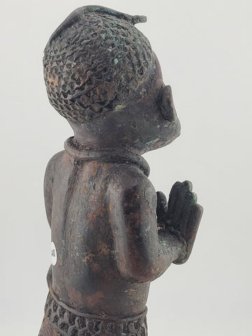 Vintage 1940's African Bronze Figure Rare Benin Style Tribal Bronze Sculpture 9”