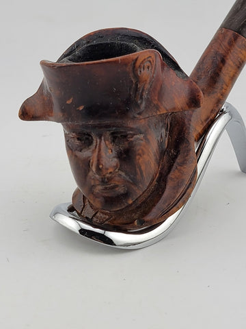 Vintage Collectible Hand Carved Napoleon Bonaparte Solid Wood Bruyere Pipe.