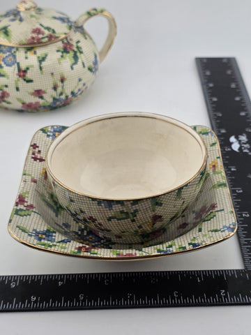 1930's Royal Winton Queen Anne Chintz Tea Set Teapot Cup Saucer Creamer England