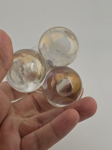 Antique 19th C Iridescent Glass Soap Bubble Inkwell Victorian Bohemia Harrach.