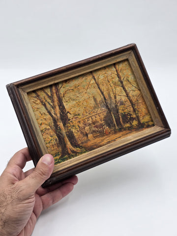 OOAK Original Samuel B. Pratt Autumn Reverie Signed Oil Painting Park Gate Scene