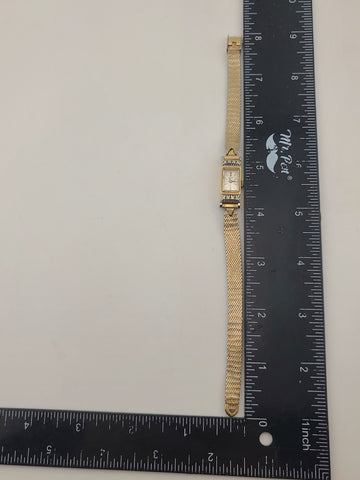 Vintage Woman 10kt Solid Rose Gold Elgin 17 Jewels Swiss Made Watch W 8 Diamonds