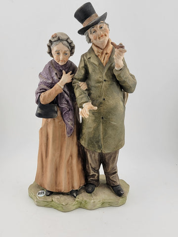 Vintage 1960s Italy  Giuseppe Capodimonte, The Promenada, Hand Painted Porcelain