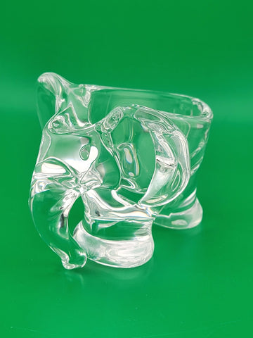 Vtg 1950s Art Vannes France Clear Crystal Elephant Pipe Holder-Marked on Base