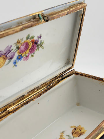 19 Century Germany Ornate Cobalt Blue Hand Painted 22K Gold Trinket/ Jewelry Box