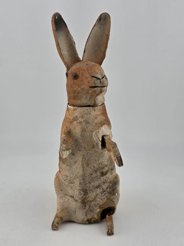 Antique C1890 German Paper Mache Folk Art Composition Rabbit Candy Container