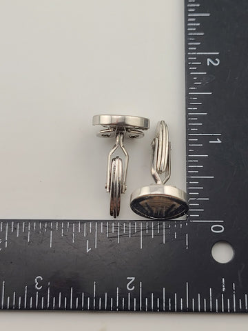 Vintage 1980's Alfred Dunhill Sterling Silver Seashell Round Cufflinks England.