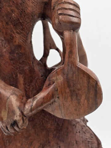Rare Vintage African Yoruba Style Hand Carved Wood Drummer Figure 22" Tribal Art