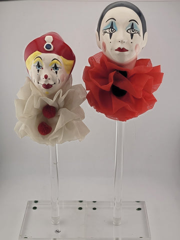 Vintage Collectible Set Of 2 Pierrot Arlequin & Clown Porcelain Display Figures
