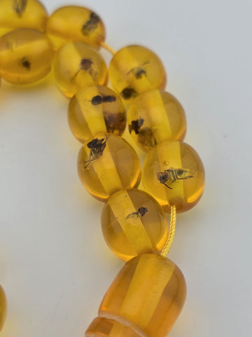 Vintage 33 Beaded Amber Islamic Prayer Beads Misbaha Tasbih Large Cognac.