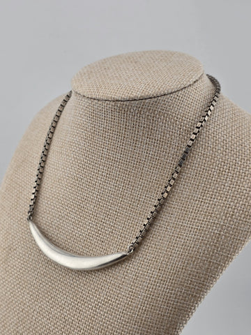 RLM STUDIO 925 Silver  Vintage Curve Pendant Box Link Chain Necklace  NE3355