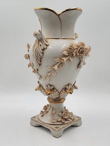 Antique OOAK Mid Century Ornate Hand Made Capodimonte Italy Large Vase No Chips