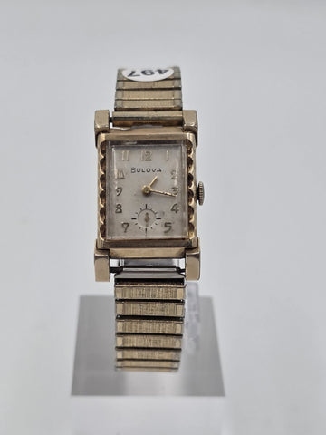 Antique 1940's Bulova Ladies 10K Gold Filled Art Deco Watch Sub Seconds. Works.