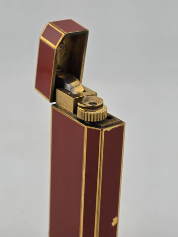 Vintage Cartier ''Must de Cartier'' Red Gas Lighter ''Laque-de-Chine''. Working