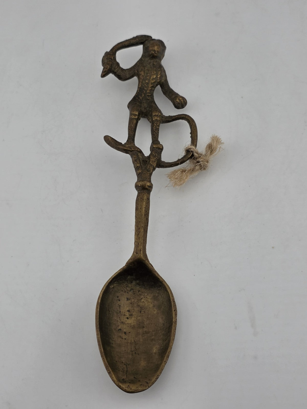 Rare Antique Collectible Brass Monkey Decorative Spoon. 7 Inch Tall.