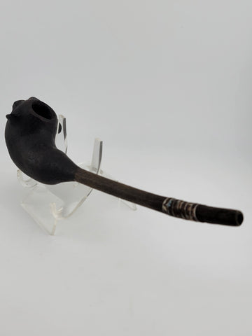 Rare Antique Collectible One Of A Kind African Tribal Clay Pipe W Long Stem.