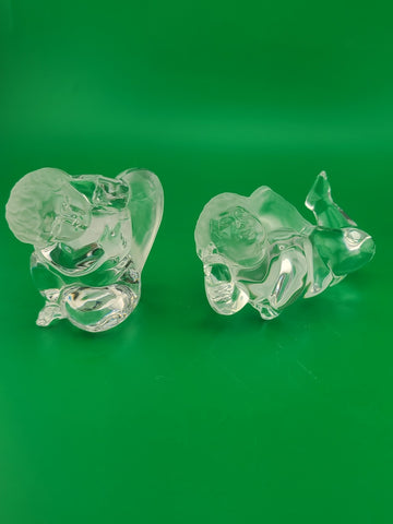 Pair Of Vintage Daum France Crystal Cherubs Angels Signed. Mint Condition Signed