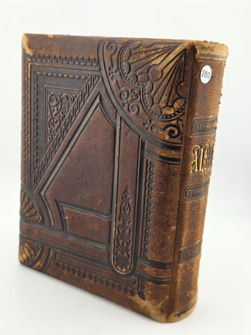 ANTIQUE 19TH C VICTORIAN BROWN CABINET TIN TYPE PHOTO FAMILY ALBUM. ALMOST FULL.