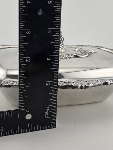 Antique Wallace Baroque Silverplate Covered Vegetable Dish Casserole Ornate Lid